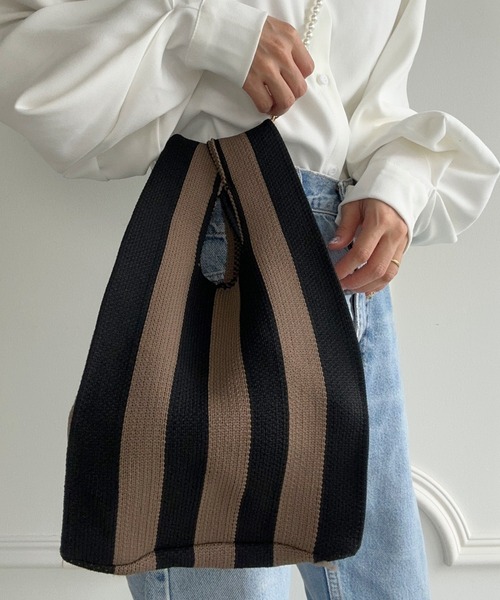 CLEA(クレア)の「パールショルダー紐付き 2WAYニットショルダーバッグ(ショルダーバッグ・レディース・アイボリー/ブラウン/ダークブラウン/ブラック系その他/ブラウン系その他/ブラック/オレンジ・FREE)」の18枚目の写真