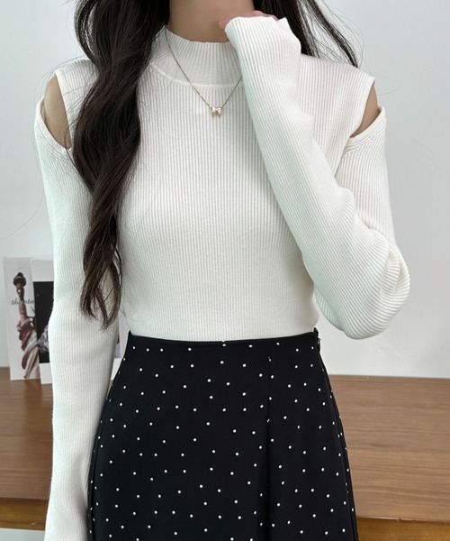 ABITOKYO(アビトーキョー)の「カットアウト無地&ボーダーリブニットプルオーバー(ニット/セーター・レディース・ホワイト/チャコールグレー/ブラック/ホワイト系その他/ブラック系その他・FREE)」の19枚目の写真