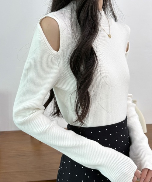 ABITOKYO(アビトーキョー)の「カットアウト無地&ボーダーリブニットプルオーバー(ニット/セーター・レディース・ホワイト/チャコールグレー/ブラック/ホワイト系その他/ブラック系その他・FREE)」の15枚目の写真