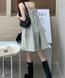 バックリボンゆったりさらテロオールインワン