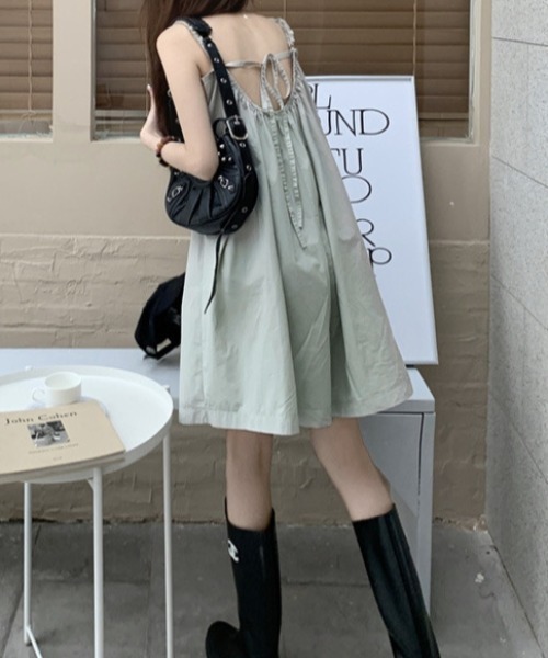 SHEENA(シーナ)の「バックリボンゆったりさらテロオールインワン(つなぎ/オールインワン・レディース・ブラック/ライトグレー・M)」の1枚目の写真