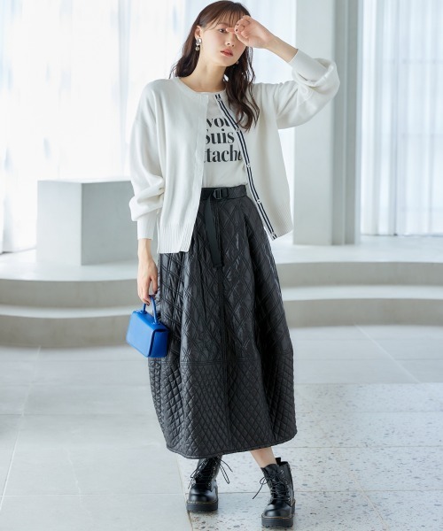 miclat（ミクラ）の「大きいサイズ　ミラノリブカーディガン　miclat（カーディガン/ボレロ・レディース・オフホワイト/ブルーグリーン・L/LL/3L/4L/5L）」の8枚目の写真