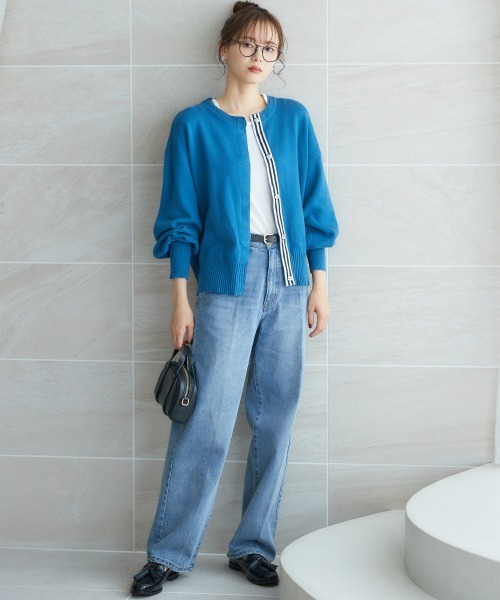 miclat（ミクラ）の「大きいサイズ　ミラノリブカーディガン　miclat（カーディガン/ボレロ・レディース・オフホワイト/ブルーグリーン・L/LL/3L/4L/5L）」の19枚目の写真