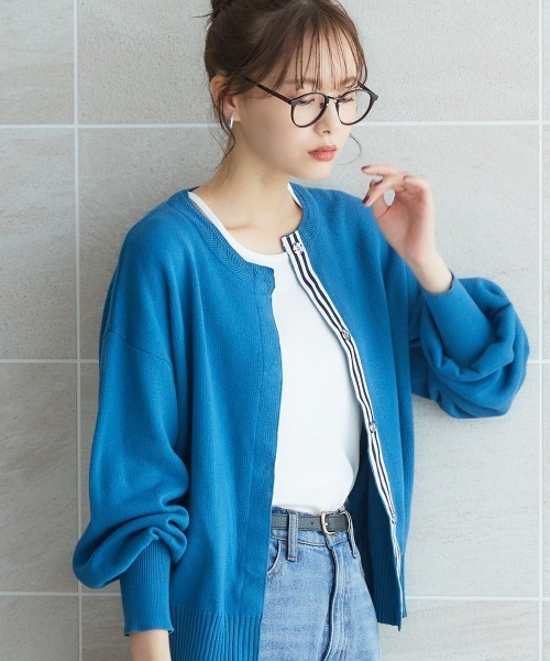 miclat（ミクラ）の「大きいサイズ　ミラノリブカーディガン　miclat（カーディガン/ボレロ・レディース・オフホワイト/ブルーグリーン・L/LL/3L/4L/5L）」の18枚目の写真