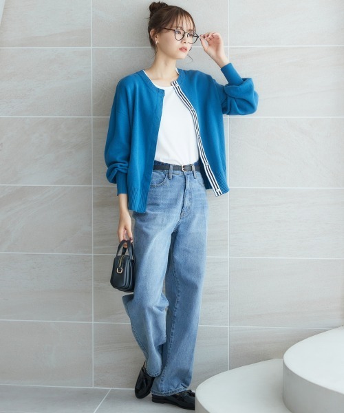 miclat（ミクラ）の「大きいサイズ　ミラノリブカーディガン　miclat（カーディガン/ボレロ・レディース・オフホワイト/ブルーグリーン・L/LL/3L/4L/5L）」の22枚目の写真