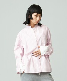 J.PRESS YORK STREET | 【WOMEN】タイプライターストライプ バンドカラーシャツ(シャツ/ブラウス)