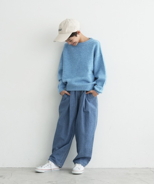 coca(coca)(コカ)の「キッズ 親子お揃い無地ニットトップス(ニット/セーター・キッズ・カーキ/ブルー・100/130/120/110/140)」の3枚目の写真