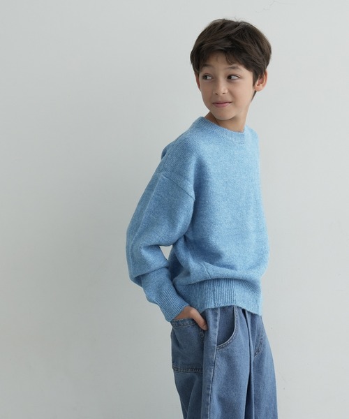coca(coca)(コカ)の「キッズ 親子お揃い無地ニットトップス(ニット/セーター・キッズ・カーキ/ブルー・100/130/120/110/140)」の4枚目の写真