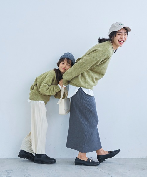 coca(coca)(コカ)の「キッズ 親子お揃い無地ニットトップス(ニット/セーター・キッズ・カーキ/ブルー・100/130/120/110/140)」の9枚目の写真
