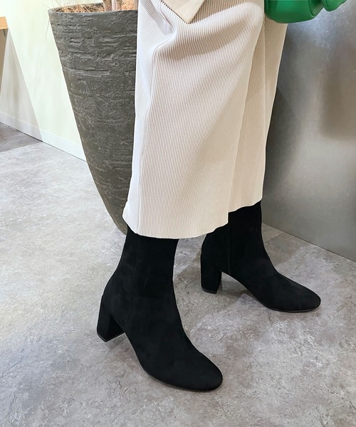 【セール】《APOM》本革ブロックヒールプレーンミドルショートブーツ（ブーツ）｜enchanted（エンチャンテッド） 17,666円