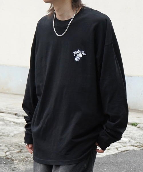 ロンT XLサイズ　ブラック　ストリート　蓄光　ビックシルエット　ワイド 楽天市場】クロススティッチ 長袖 TシャツロンT メンズ