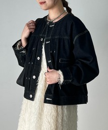 un dix cors | ノーカラーデニムジャケット(デニムジャケット)