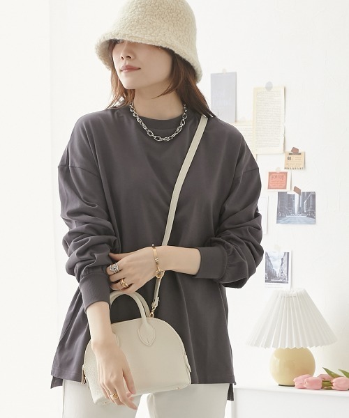 nissen(ニッセン)の「【販売終了】バックプリントロング丈Tシャツ(Tシャツ/カットソー・レディース・オフホワイト/ブラウン/チャコールグレー・L/M/LL)」の2枚目の写真