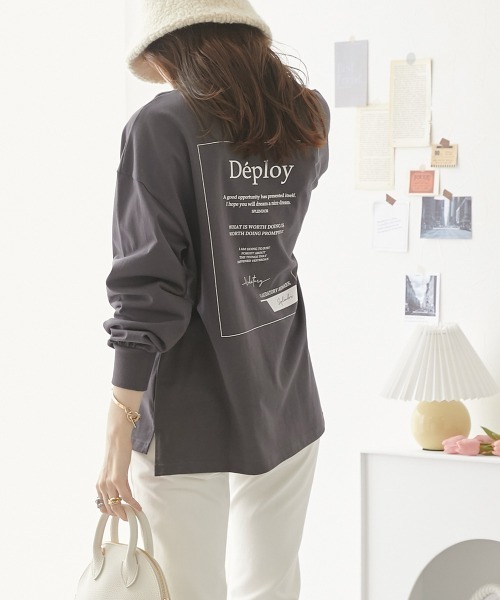 nissen(ニッセン)の「【販売終了】バックプリントロング丈Tシャツ(Tシャツ/カットソー・レディース・オフホワイト/ブラウン/チャコールグレー・L/M/LL)」の4枚目の写真