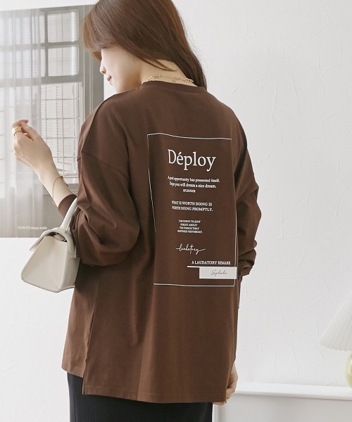nissen(ニッセン)の「【販売終了】バックプリントロング丈Tシャツ(Tシャツ/カットソー・レディース・オフホワイト/ブラウン/チャコールグレー・L/M/LL)」の18枚目の写真