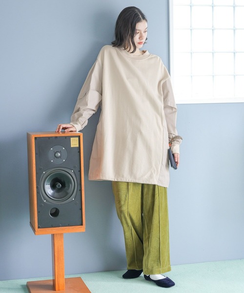 niko and...（ニコアンド）の「裏起毛布帛ドッキングプルオーバー（スウェット・レディース・チャコール/アイボリー/スモーク・FREE）」の4枚目の写真