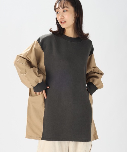 niko and...（ニコアンド）の「裏起毛布帛ドッキングプルオーバー（スウェット・レディース・チャコール/アイボリー/スモーク・FREE）」の15枚目の写真