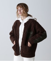 AVIREX | NYLON COMBI CABLE KNIT CARDIGAN/ナイロンコンビ ケーブルニットカーディガン(カーディガン/ボレロ)