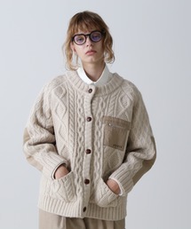 AVIREX | NYLON COMBI CABLE KNIT CARDIGAN/ナイロンコンビ ケーブルニットカーディガン(カーディガン/ボレロ)
