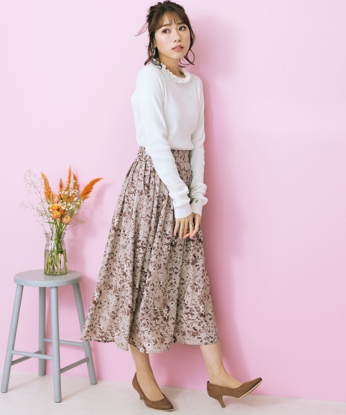 marun（マルン）の「＜大きいサイズ＞  花柄フレアスカートmarun（スカート・レディース・ピンク・L/LL/3L/4L/5L）」の8枚目の写真