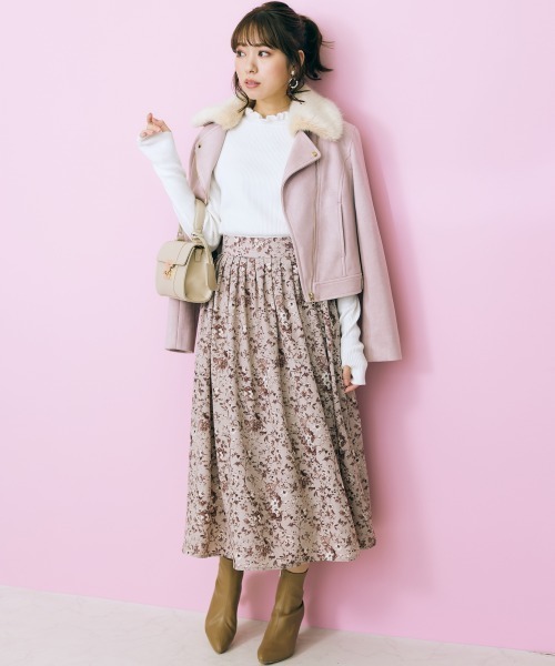 marun（マルン）の「＜大きいサイズ＞  花柄フレアスカートmarun（スカート・レディース・ピンク・L/LL/3L/4L/5L）」の5枚目の写真