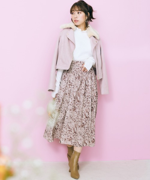 marun（マルン）の「＜大きいサイズ＞  花柄フレアスカートmarun（スカート・レディース・ピンク・L/LL/3L/4L/5L）」の7枚目の写真