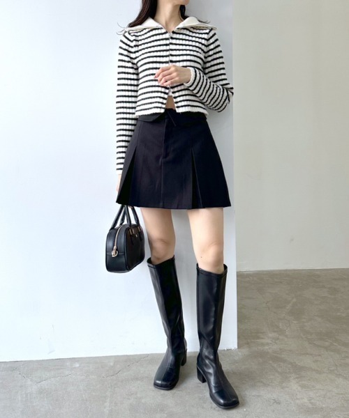 OLIVE des OLIVE（オリーブデオリーブ）の「ウエスト折り返しプリーツスカート　1032010130（スカート・レディース・ブラック/チャコールグレー/チェック・FREE）」の4枚目の写真