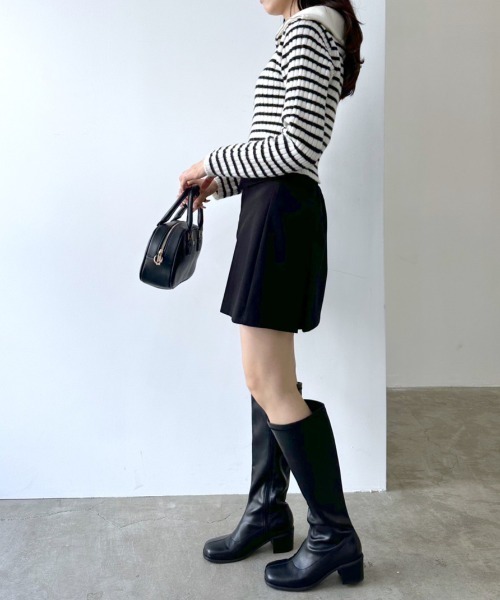 OLIVE des OLIVE（オリーブデオリーブ）の「ウエスト折り返しプリーツスカート　1032010130（スカート・レディース・ブラック/チャコールグレー/チェック・FREE）」の5枚目の写真