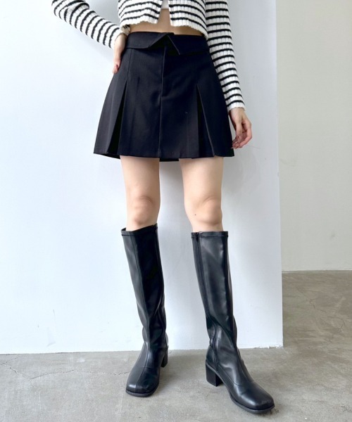 OLIVE des OLIVE（オリーブデオリーブ）の「ウエスト折り返しプリーツスカート　1032010130（スカート・レディース・ブラック/チャコールグレー/チェック・FREE）」の7枚目の写真