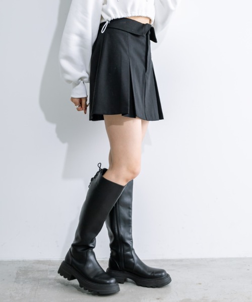 OLIVE des OLIVE（オリーブデオリーブ）の「ウエスト折り返しプリーツスカート　1032010130（スカート・レディース・ブラック/チャコールグレー/チェック・FREE）」の10枚目の写真