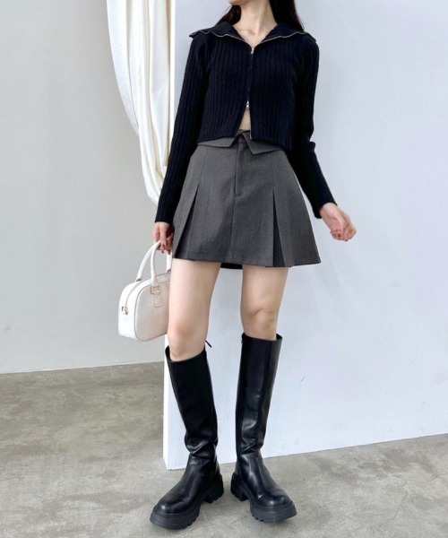 OLIVE des OLIVE（オリーブデオリーブ）の「ウエスト折り返しプリーツスカート　1032010130（スカート・レディース・ブラック/チャコールグレー/チェック・FREE）」の12枚目の写真