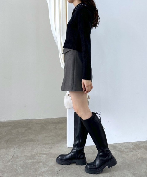 OLIVE des OLIVE（オリーブデオリーブ）の「ウエスト折り返しプリーツスカート　1032010130（スカート・レディース・ブラック/チャコールグレー/チェック・FREE）」の13枚目の写真