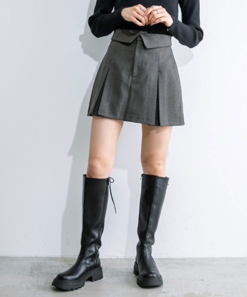 OLIVE des OLIVE（オリーブデオリーブ）の「ウエスト折り返しプリーツスカート　1032010130（スカート・レディース・ブラック/チャコールグレー/チェック・FREE）」の16枚目の写真