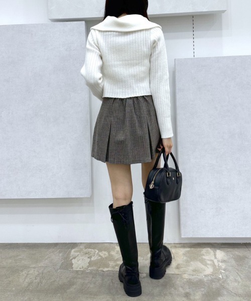 OLIVE des OLIVE（オリーブデオリーブ）の「ウエスト折り返しプリーツスカート　1032010130（スカート・レディース・ブラック/チャコールグレー/チェック・FREE）」の21枚目の写真