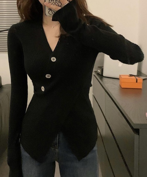 deux amour（ドゥーザムール）の「カシュクールリブニットプルオーバー（Tシャツ/カットソー・レディース・ホワイト/ブラック/レッド/オフホワイト/カーキ/ピンク・FREE）」の4枚目の写真