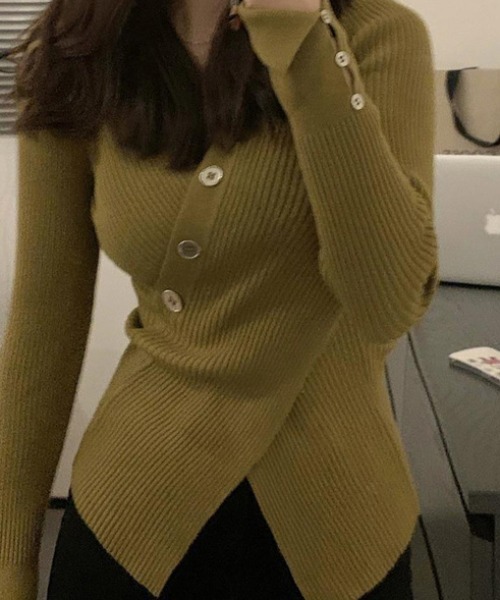 deux amour（ドゥーザムール）の「カシュクールリブニットプルオーバー（Tシャツ/カットソー・レディース・ホワイト/ブラック/レッド/オフホワイト/カーキ/ピンク・FREE）」の10枚目の写真