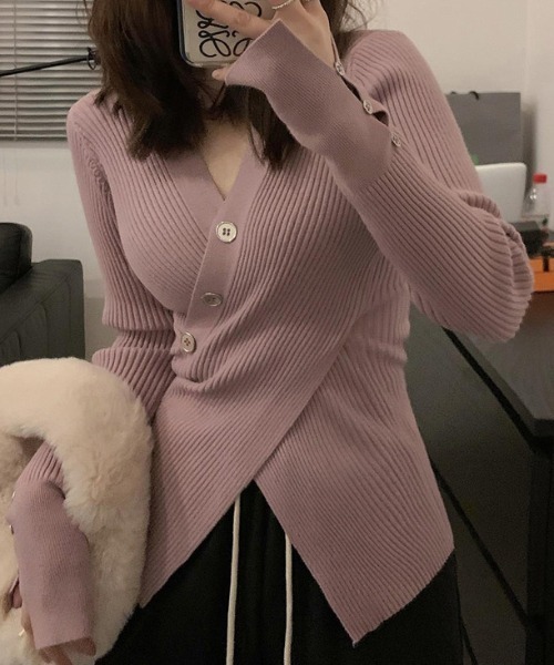 deux amour（ドゥーザムール）の「カシュクールリブニットプルオーバー（Tシャツ/カットソー・レディース・ホワイト/ブラック/レッド/オフホワイト/カーキ/ピンク・FREE）」の9枚目の写真