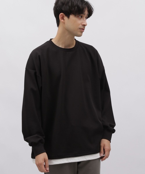 LAKOLE（ラコレ）の「ナシジ裏起毛レイヤープルオーバー / 970518（Tシャツ/カットソー・メンズ・ブルー/ブラック/ボルドー/グリーン/グレー・MEDIUM/LARGE/X-LARGE）」の2枚目の写真