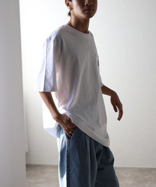 Carhartt（カーハート）の「【Carhartt / カーハート】Workwear ビッグシルエット ポケット半袖 ロゴ Tシャツ ワッペン トップス（Tシャツ/カットソー・メンズ・ブラウン/ベージュ/ネイビー/ホワイト/ブラック/チャコールグレー・L/S/M）」の9枚目の写真