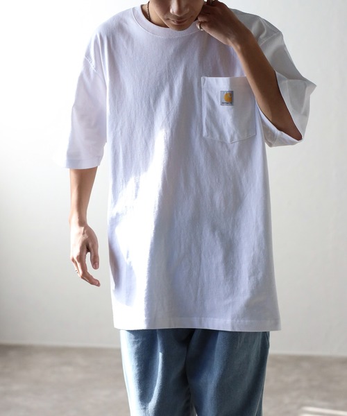 Carhartt（カーハート）の「【Carhartt / カーハート】Workwear ビッグシルエット ポケット半袖 ロゴ Tシャツ ワッペン トップス（Tシャツ/カットソー・メンズ・ブラウン/ベージュ/ネイビー/ホワイト/ブラック/チャコールグレー・L/S/M）」の7枚目の写真
