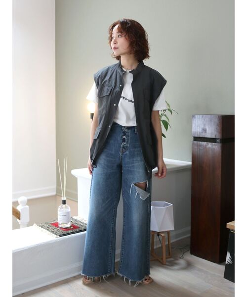 Ungrid（アングリッド）の「【WEB限定】ナイロン混ミリタリールーズベスト（ベスト・レディース・チャコールグレー/カーキ/オフホワイト・FREE）」の10枚目の写真