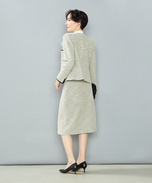 NOLLEY’S（ノーリーズ）の「《セットアップ対応》コンパクトインレイクルーネックジャケット（ノーカラージャケット・レディース・ネイビー/ベージュ系その他/ダークネイビー・36/38/40）」の8枚目の写真