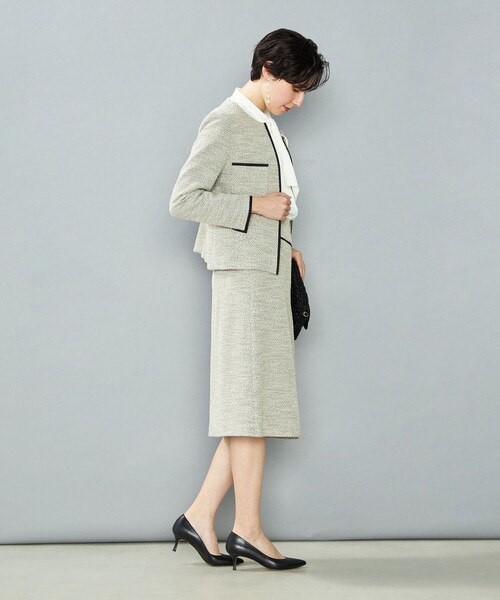 NOLLEY’S（ノーリーズ）の「《セットアップ対応》コンパクトインレイクルーネックジャケット（ノーカラージャケット・レディース・ネイビー/ベージュ系その他/ダークネイビー・36/38/40）」の11枚目の写真