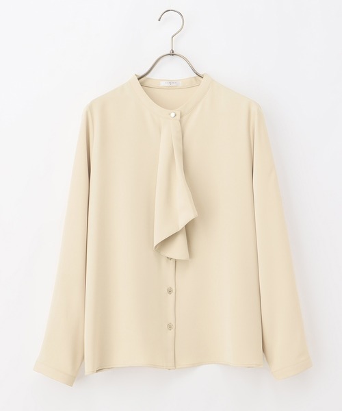 Honeys（ハニーズ）の「ボウタイブラウス（シャツ/ブラウス・レディース・ブルー系その他/クリーム/グレイッシュベージュ/ホワイト/ネイビー・M/L/3L/LL/S）」の21枚目の写真