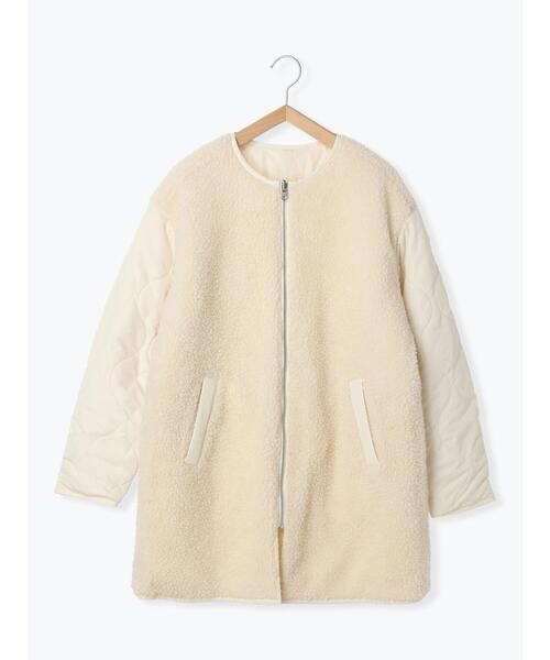 Samansa Mos2 blue（サマンサモスモスブルー）の「ボア×キルトリバーシブルコート（その他アウター・レディース・キナリ/ブラック/グレー・F）」の19枚目の写真