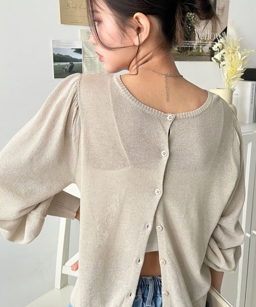 Y's メランジニット ボリュームスリーブカーディガン 【公式通販】