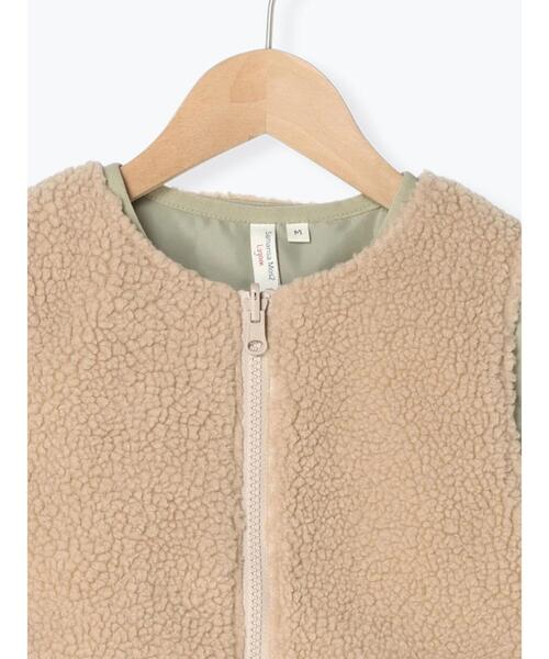 Samansa Mos2 Lagom(サマンサモスモスラーゴム)の「ボアベスト付キルトジャケット(ノーカラージャケット・キッズ・カーキ/ベージュ・大(L)/中(M)/特(XL)/小(S))」の7枚目の写真