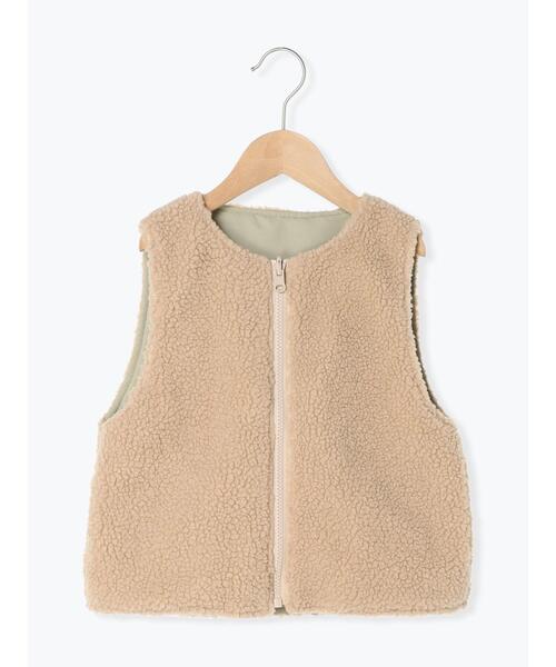 Samansa Mos2 Lagom(サマンサモスモスラーゴム)の「ボアベスト付キルトジャケット(ノーカラージャケット・キッズ・カーキ/ベージュ・大(L)/中(M)/特(XL)/小(S))」の13枚目の写真