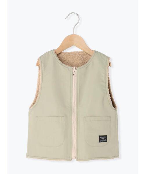 Samansa Mos2 Lagom(サマンサモスモスラーゴム)の「ボアベスト付キルトジャケット(ノーカラージャケット・キッズ・カーキ/ベージュ・大(L)/中(M)/特(XL)/小(S))」の14枚目の写真
