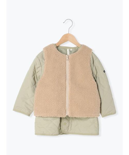 Samansa Mos2 Lagom(サマンサモスモスラーゴム)の「ボアベスト付キルトジャケット(ノーカラージャケット・キッズ・カーキ/ベージュ・大(L)/中(M)/特(XL)/小(S))」の21枚目の写真